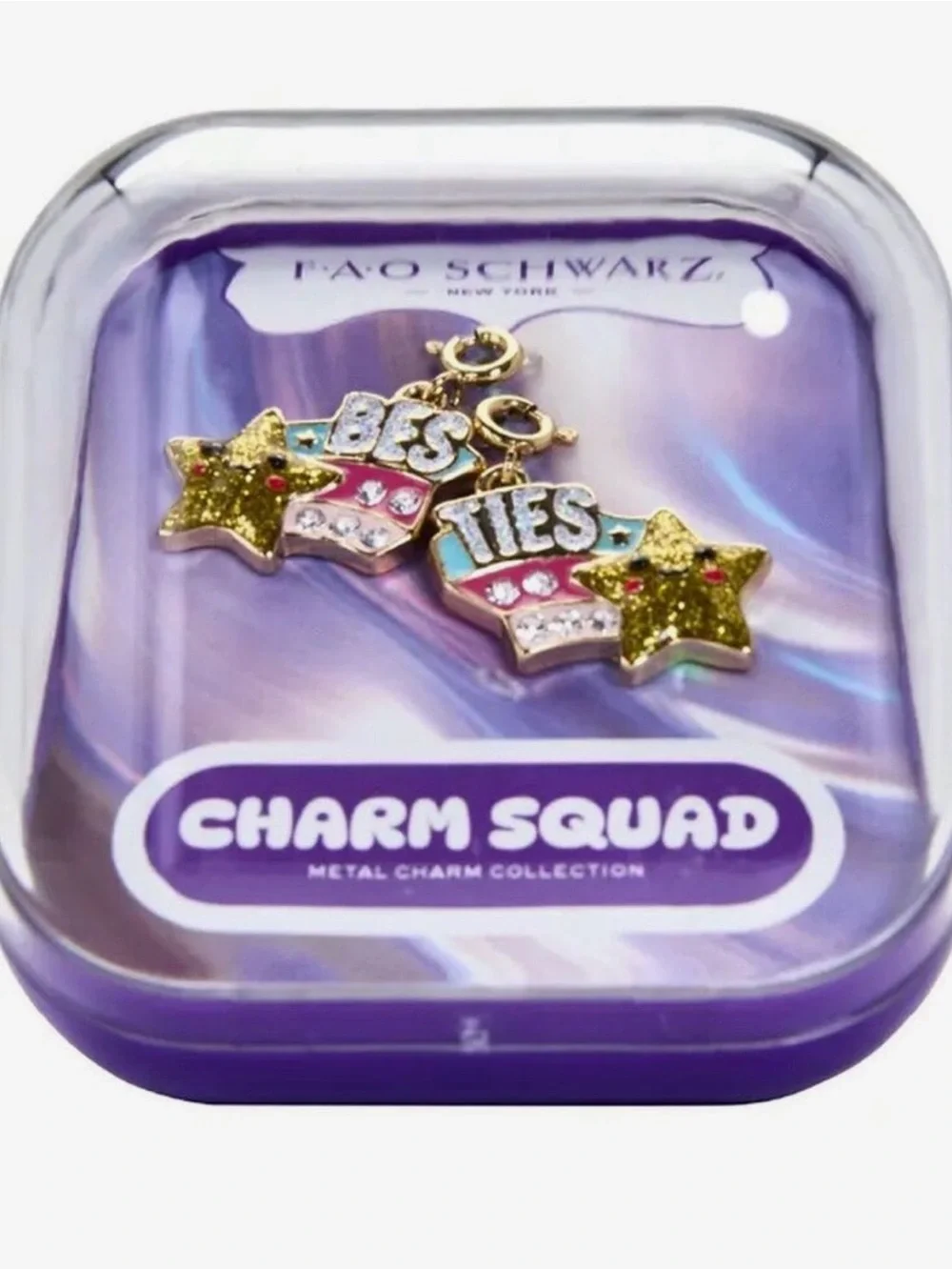 FAO Schwarz Besties Star Gold Pink Blue Enamel Charm Set